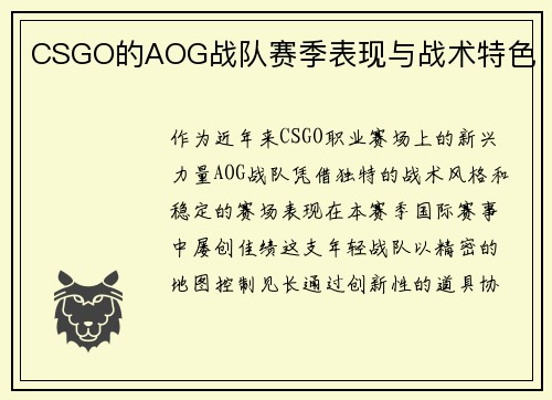 CSGO的AOG战队赛季表现与战术特色
